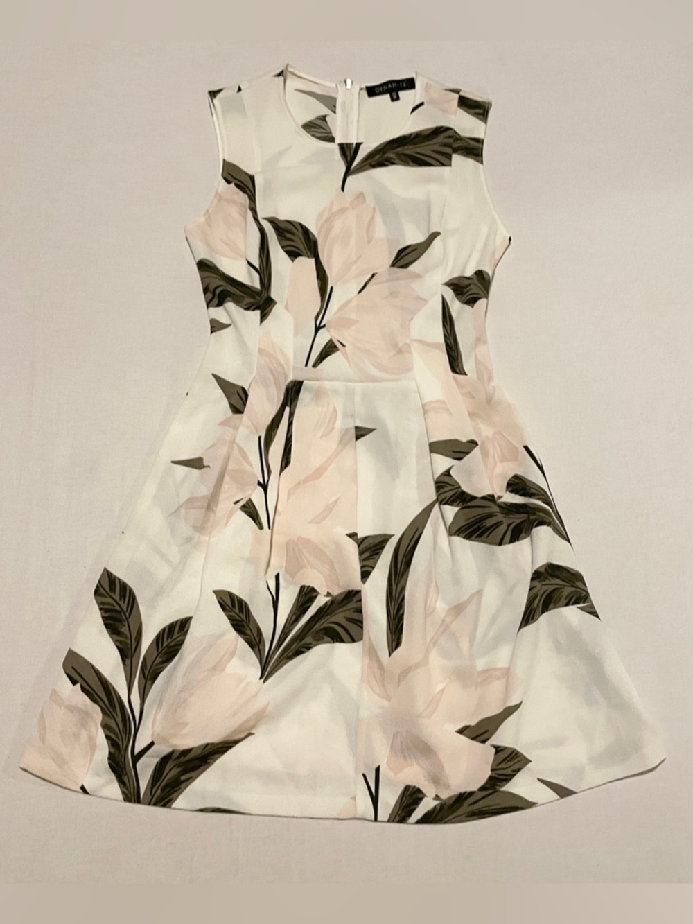 Dynamite White Floral Sleeveless Fit & Flare Mini Dress - Size S
